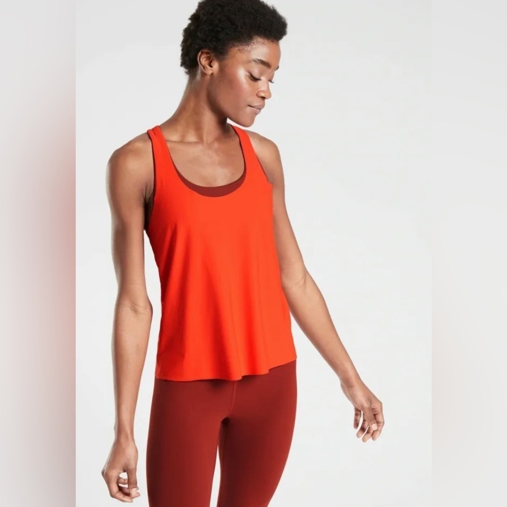 Athleta Size XS Ultimate 2 in 1 Vermillion & Russet brown colorblock tank top